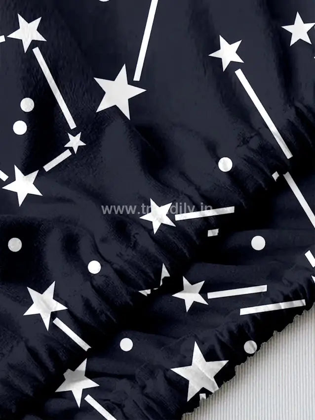 Ac Covers Elastic Stretchable | Attractive Digital Prints |Black Stars (Ac 005)