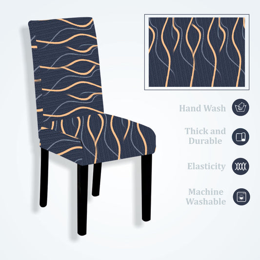 Trendily Premium Waterproof Matching Chair & Table Combo Dark Blue & Mustard Leaf - (TCC-026)