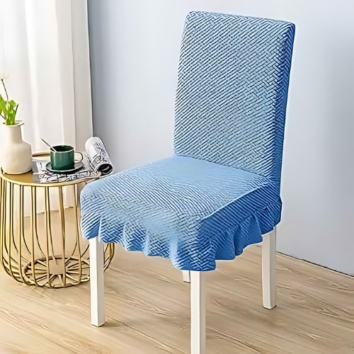 Trendily Stretchable Chair Covers Emboss Frills aqua (CC-146)