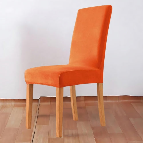 Trendily Premium Wrinkle-Free Stretchable | Washable Plain Velvet Chair Covers | Light Orange (CC-169)