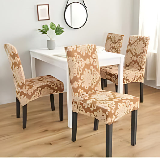 Trendily Stretchable Chair Covers Beige new Pattern damask (CC-161)