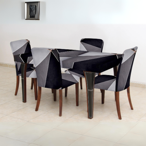 Trendily Premium Waterproof Matching Chair & Table Combo Black Grey Prism - (TCC-029)