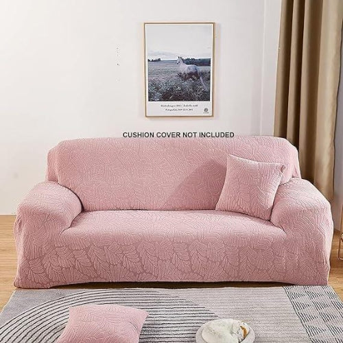 Trendily Emboss Leaf Fabric Sofa Cover Soft Touching Cover for Couch Flexible Stretch Pink (SC-072)