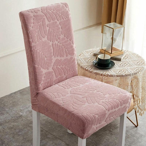 Trendily Premium Wrinkle-Free Stretchable With Elastic Bottom Emboss Leaf Chair Covers | Pink | (CC-173)