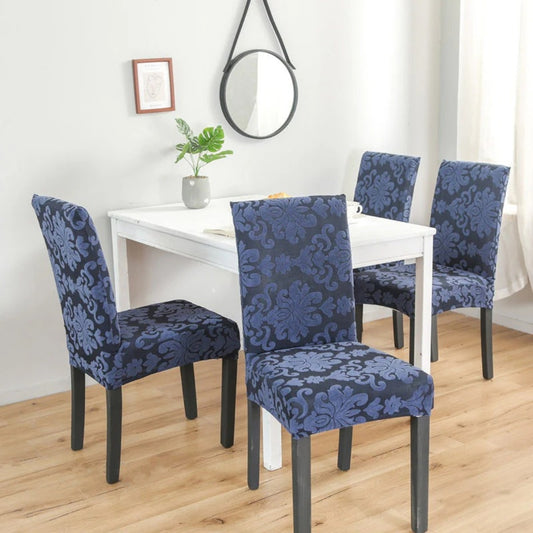 Trendily Stretchable Chair Covers Navy Blue new Pattern damask (CC-163)