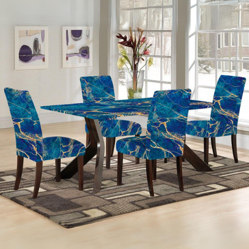 Trendily Premium Waterproof Matching Chair & Table Combo Blue Ocean Marble - (TCC-019)