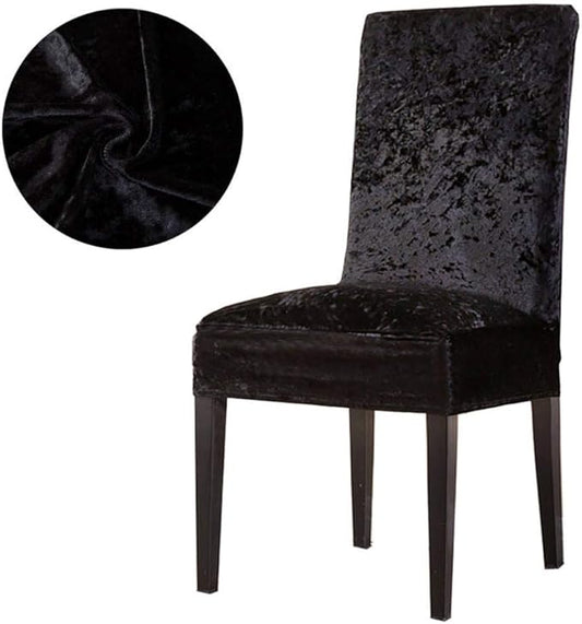 Trendily Stretchable Chair Covers, VelvetElegance Black (CC-112)