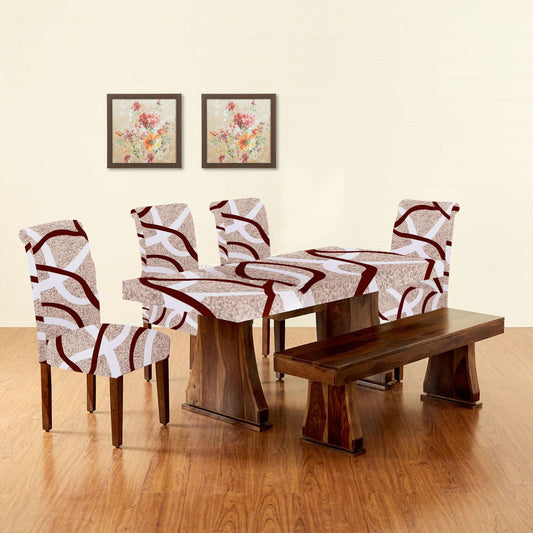 Trendily Premium Waterproof Matching Chair & Table Combo Leaf Cream & Maroon - (TCC-022)