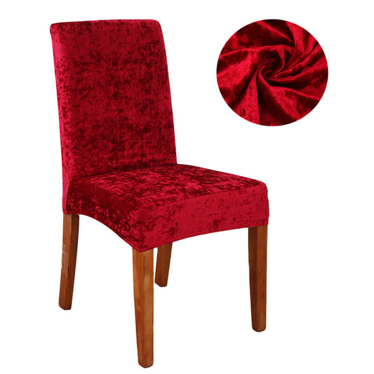 Trendily Stretchable Chair Covers, VelvetElenagnce Red (CC-141)
