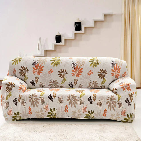 Trendily Premium Wrinkle-Free Elastic Stretchable | Washable| Elastic Sofa Cover  - Multicolor Leaves (SC-044)