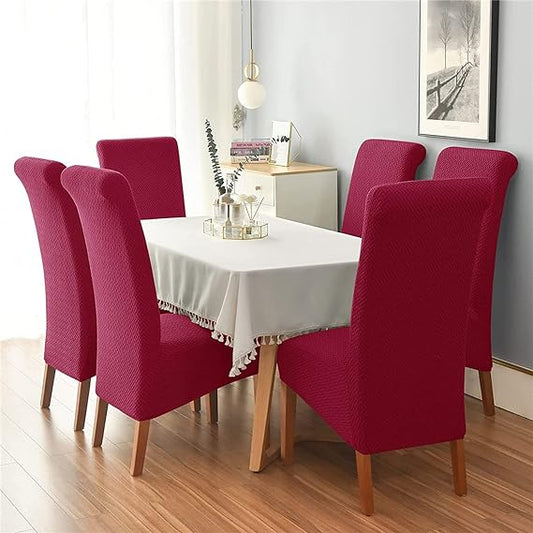 Trendily Stretchable Chair Covers Emboss Plain Maroon (CC-144)