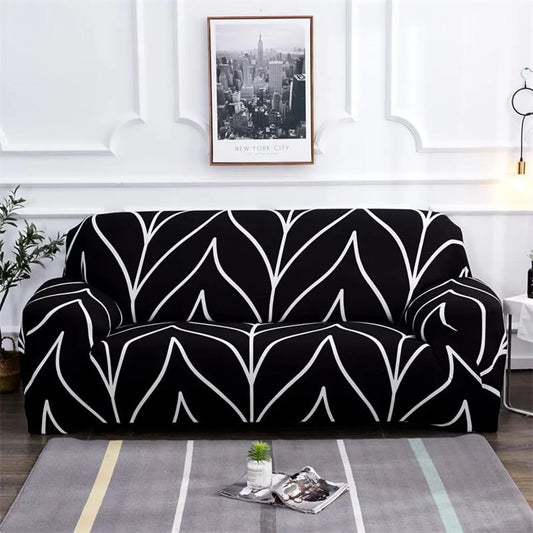 Trendily Premium Wrinkle-Free | Elastic Stretchable | Sofa Cover Monochrome Chic Elegance (SC-022)