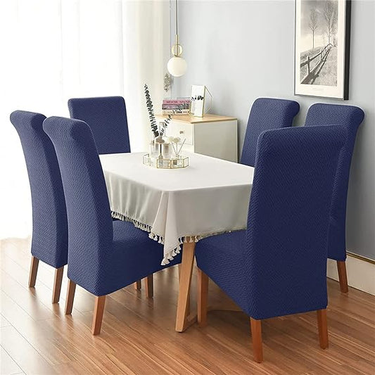 Trendily Stretchable Chair Covers Emboss Plain Navy Blue (CC-113)