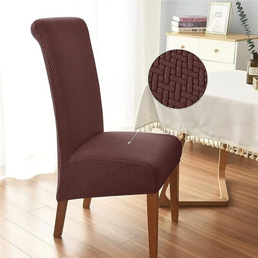 Trendily Stretchable Chair Covers Emboss Plain Coffee (CC-143)