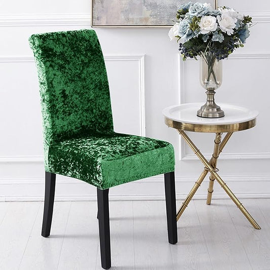Trendily Stretchable Chair Covers,VelvetElegance Rama Green (CC-135)
