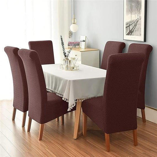 Trendily Stretchable Chair Covers Emboss Plain Coffee (CC-143)