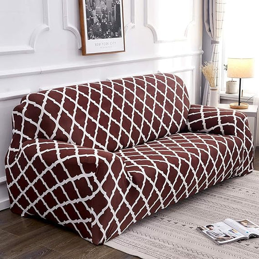 Trendily Elastic Universal Stretchable Sofa Cover Brown Tile (SC-028)