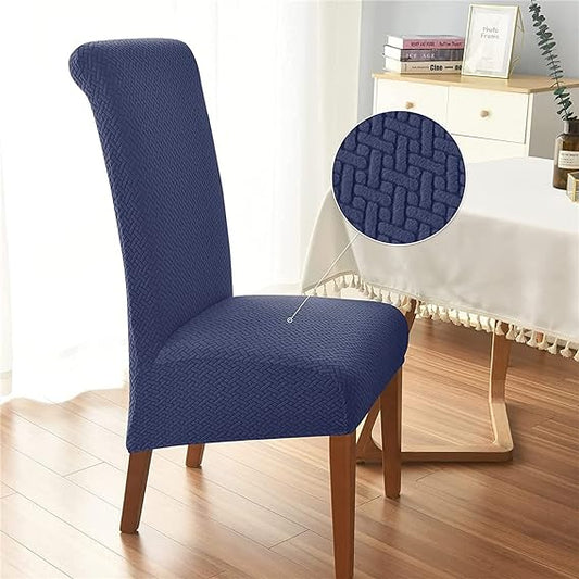 Trendily Stretchable Chair Covers Emboss Plain Navy Blue (CC-113)