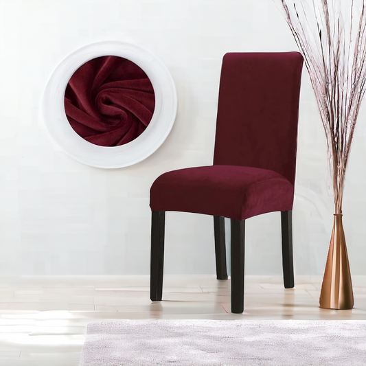 Trendily Stretchable Chair Covers, Velvet Red-Wine  (CC-126)
