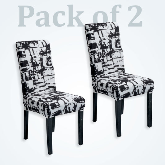 Trendily Stretchable Chair Covers Black White Box (CC-153)