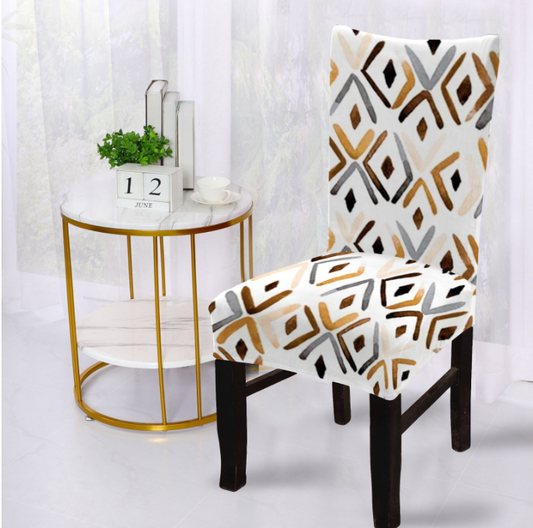 Trendily Premium Wrinkle-Free | Elastic Stretchable | Printed Chair Cover, White ZigZag  (CC-097)