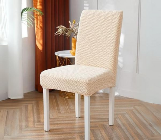 Trendily Stretchable Chair Covers Emboss Plain Cream (CC-116)