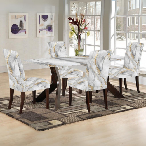 Trendily Premium Waterproof Matching Chair & Table Combo White Marble - (TCC-031)