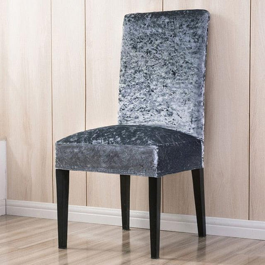 Trendily Stretchable Chair Covers, VelvetElegance Grey (CC-093)