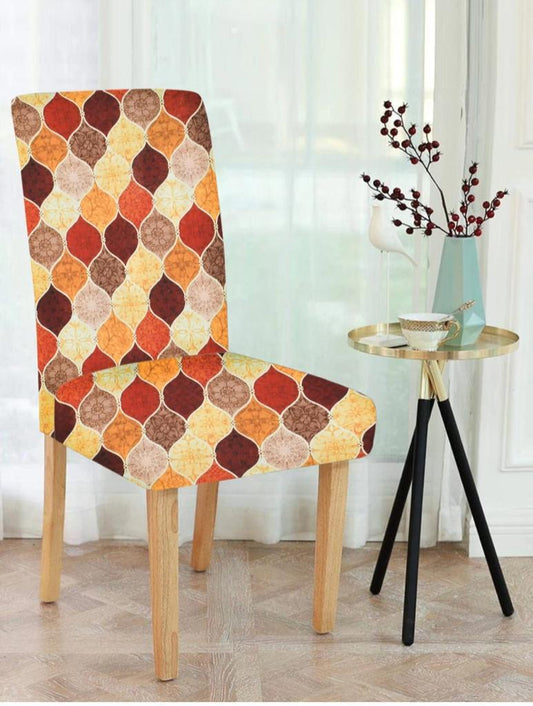 Trendily Premium Wrinkle-Free | Elastic Stretchable | Chair Cover Cocoa Crimson Cream Elegance (CC-105)