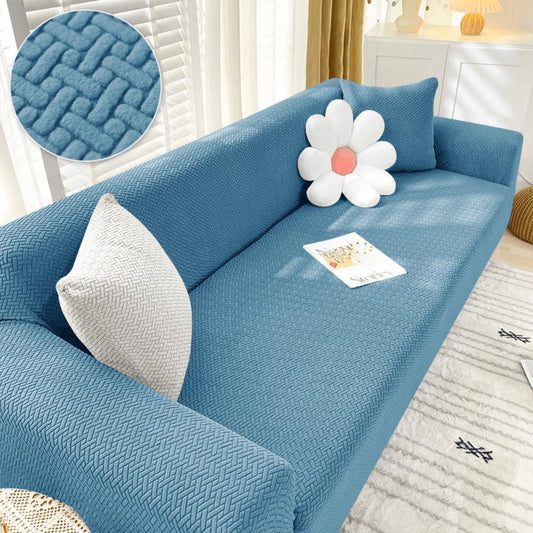 Trendily Emboss Elastic Universal Stretchable Sofa Cover Polar Fleece Sky Blue (SC-012)