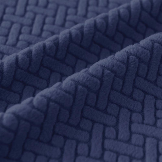 Trendily Emboss Elastic Universal Stretchable Sofa Cover Polar Fleece Navy Blue (SC-011)