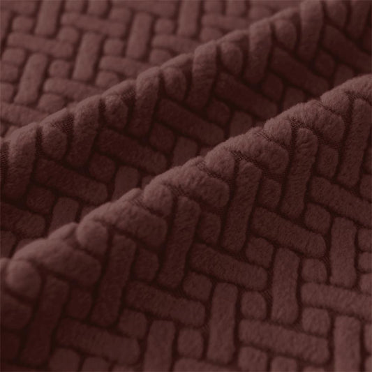 Trendily Emboss Elastic Universal Stretchable Sofa Cover Polar Fleece Dark Brown (SC-031)