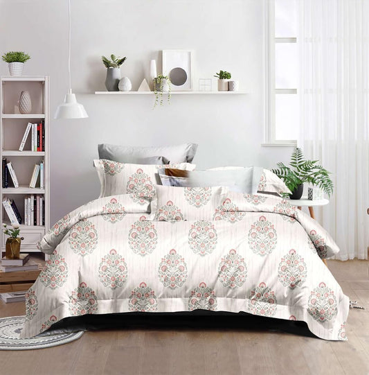 Marble Collection Printed King Size Bedsheet With Contrast Pillow Covers (BS-078)