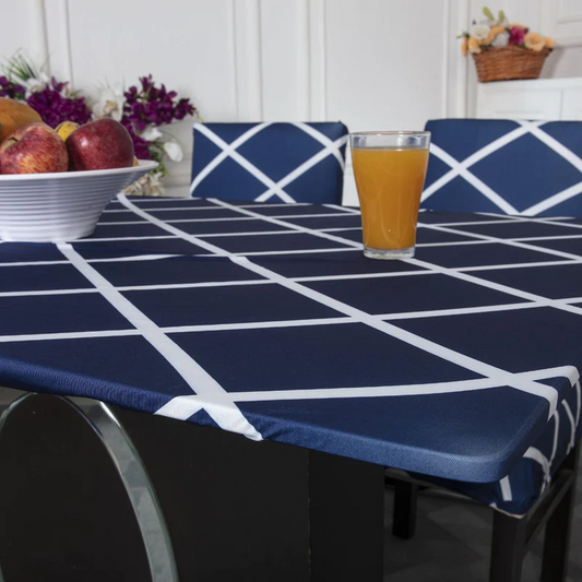 Trendily  Premium Waterproof Matching Only Table Cover - Royal Blue Tile (TC-013)