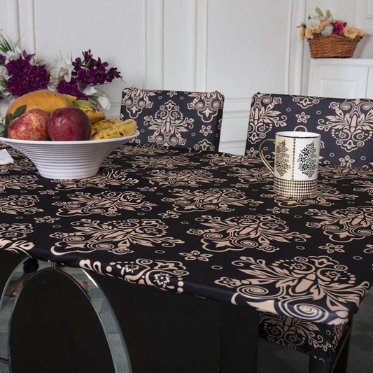 Trendily Premium Waterproof Matching Only Table Cover - Black Damask (TC-014)