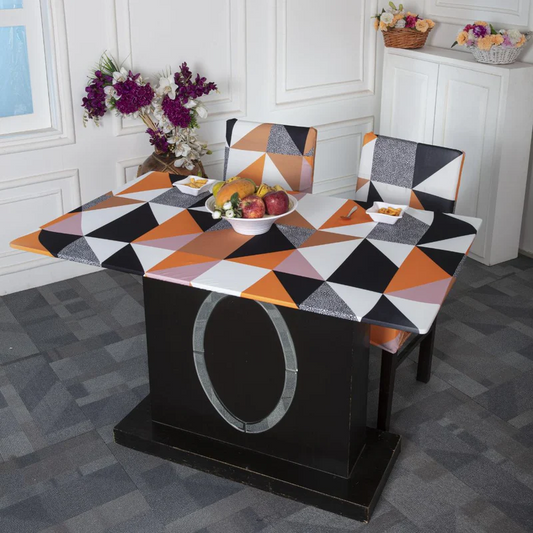 Trendily Premium Waterproof Matching Only Table Cover - Orange White Prism  (TC-015)