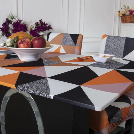 Trendily Premium Waterproof Matching Only Table Cover - Orange White Prism  (TC-015)