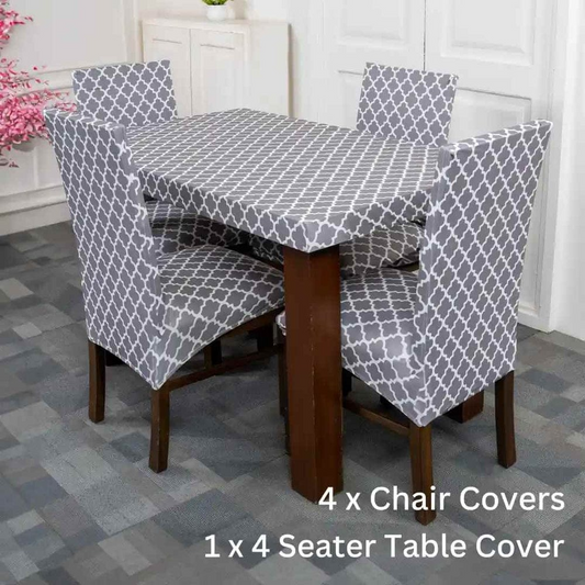 Trendily Premium Waterproof Matching Chair & Table Combo Combo Grey Tile - (TCC-013)