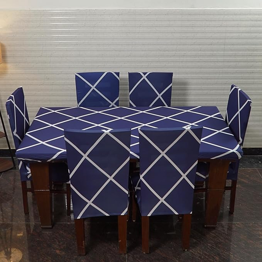 Trendily Premium Waterproof Matching Chair & Table Combo Royal Blue Geometric - (TCC-015)