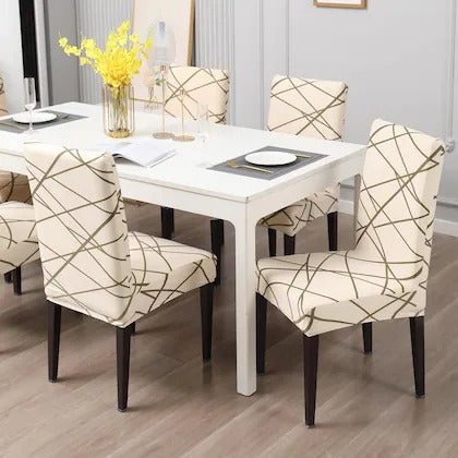 Trendily Stretchable Chair Covers, CREAM PRISM  (CC-016)