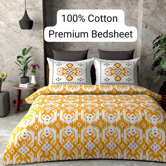 Trendily Elastic Fitted Bedsheet, Polycotton - Double Bed Size (1 Bed Sheet+2 Pillow Covers) (BS-007)