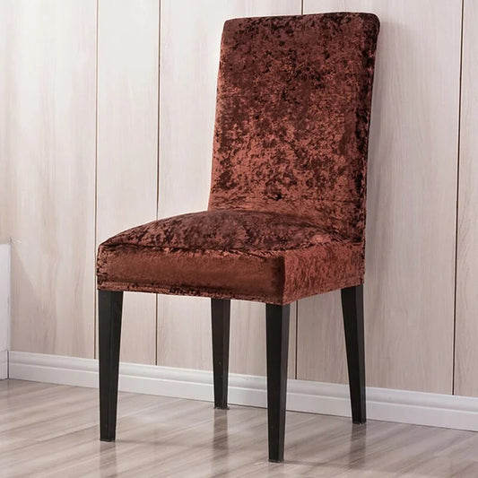Trendily Stretchable Chair Covers, Crushed Velvet Brown (CC-138)