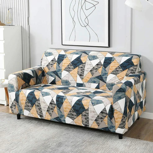 Trendily Premium Wrinkle-Free Elastic Stretchable | Washable| Elastic Sofa Cover  - Multicolor Geometric (SC-048)