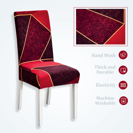 Trendily Stretchable Chair Covers Red Black Prism (CC-158)