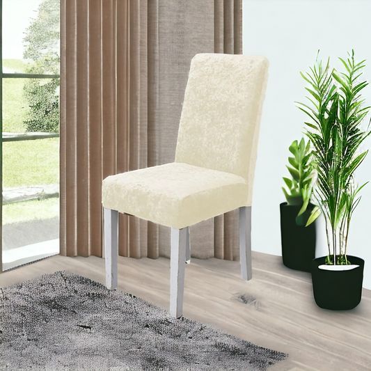 Trendily Stretchable Chair Covers, VelvetElegance Cream (CC-094)