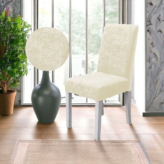 Trendily Stretchable Chair Covers, VelvetElegance Cream (CC-094)