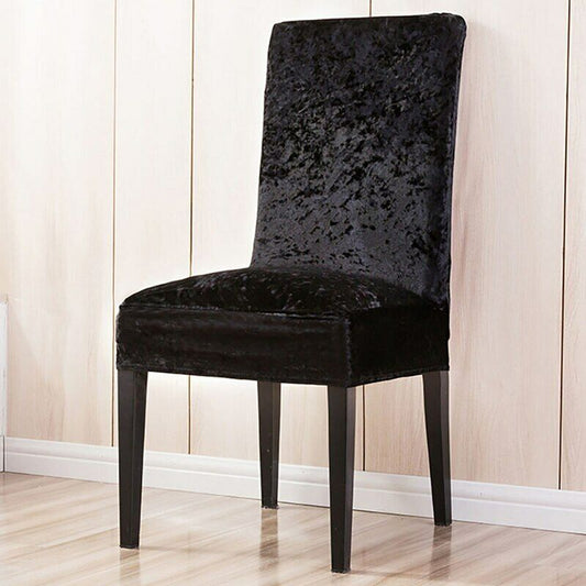 Trendily Stretchable Chair Covers, VelvetElegance Black (CC-112)