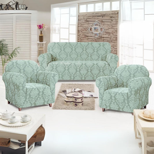 Trendily Trendily Premium Wrinkle-Free | Elastic Stretchable | Damask Sofa Cover| Sea Green (SC-080)