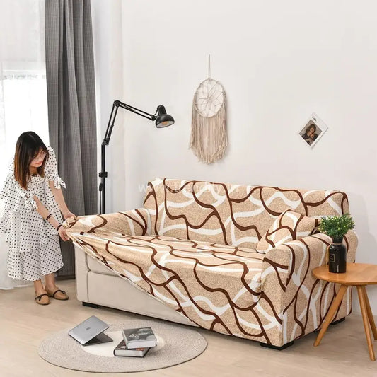 Trendily 3 Seater Elastic Universal Stretchable Sofa Cover Green Peach Prism (Sc-019)