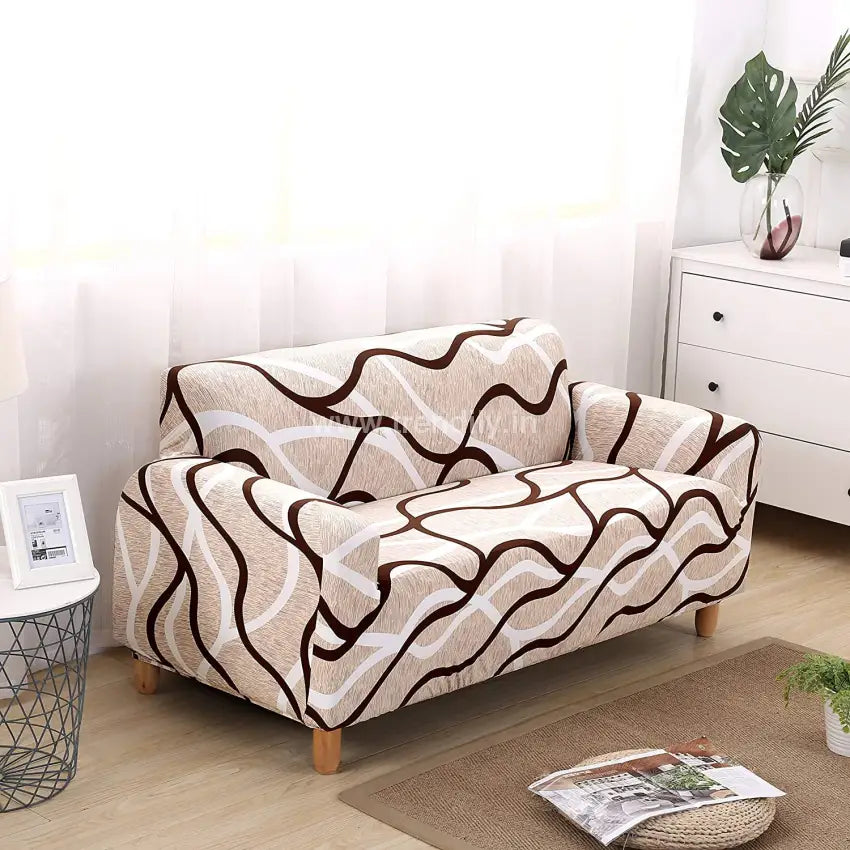 Trendily 3 Seater Elastic Universal Stretchable Sofa Cover Green Peach Prism (Sc-019)
